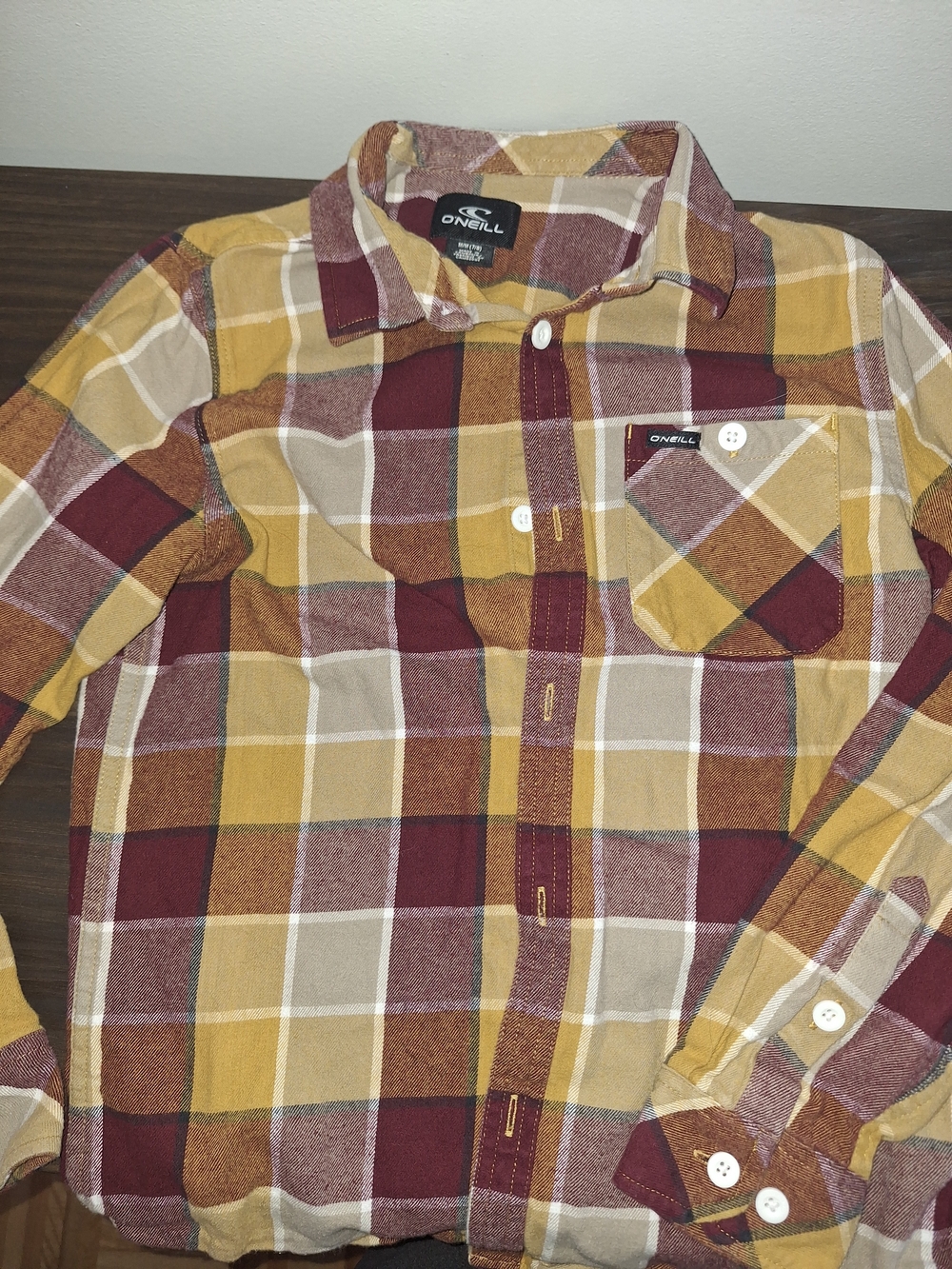 O'Neill Kids Plaid Button-Down Shirt - Mustard, Burgundy & Tan